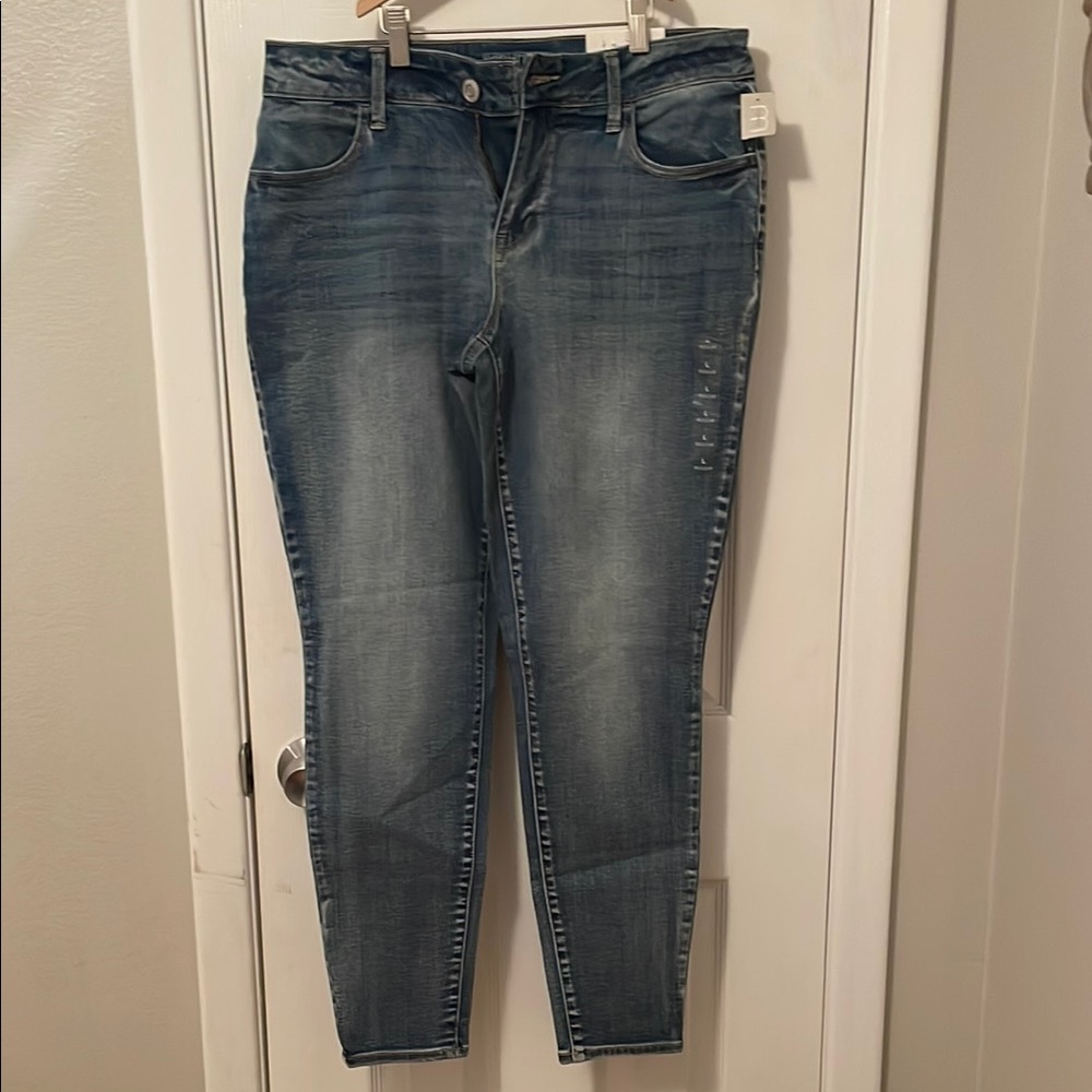 Maurices Blue Skinny Jeans with Distressed Look and Tapered Fit